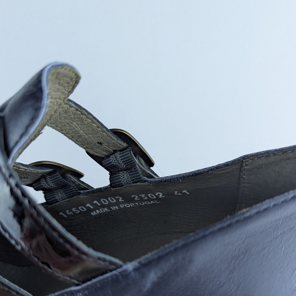 FLY London Kacy Ankle Boot Leather Buckle Straps Navy Black EU41 US 10-10.5 NWT - Picture 13 of 16